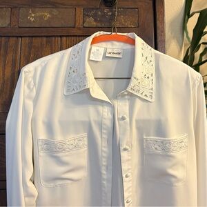 Liz Claiborne Men's White Embroidered Shirt